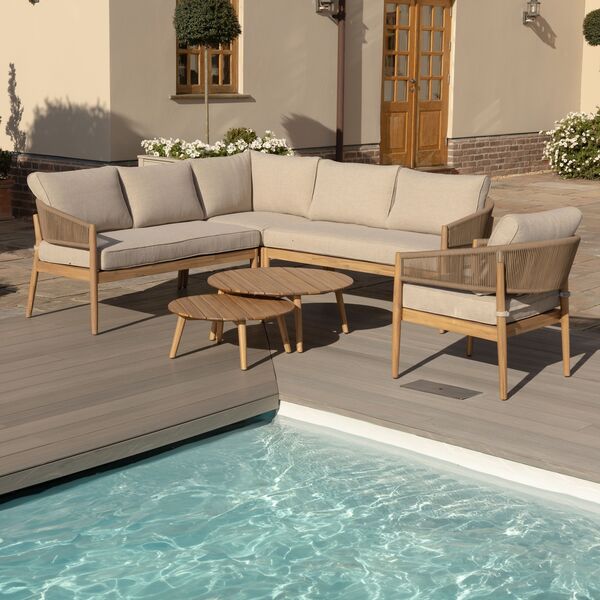 Maze - Porto Rope Weave Corner Sofa Set with Pair of Round Coffee Tables & Armchair product image
