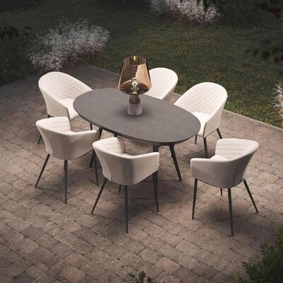 Maze - Outdoor Fabric Ambition 6 Seat Oval Dining Set - Oatmeal product image