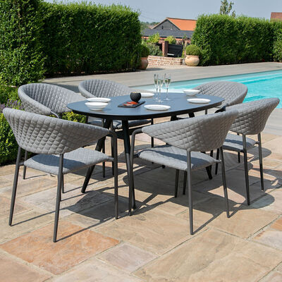 Maze - Outdoor Fabric Pebble 6 Seat Oval Dining Set - Flanelle product image