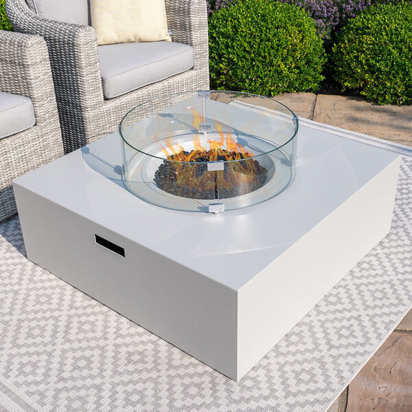 Maze - Square Gas Fire Pit Coffee Table - Pebble White product image