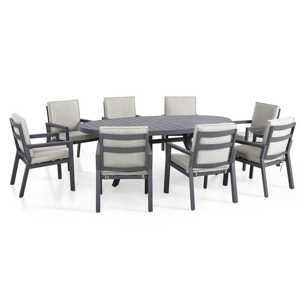 Maze - New York 8 Seat Oval Aluminium Dining Set - Dove Grey product image