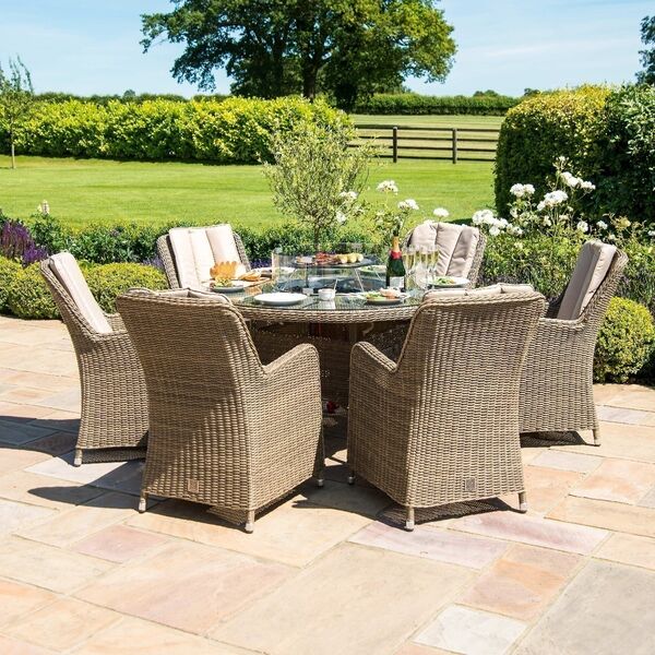 Maze - Winchester Venice 6 Seat Round Rattan Fire Pit Dining Set with Lazy Susan product image