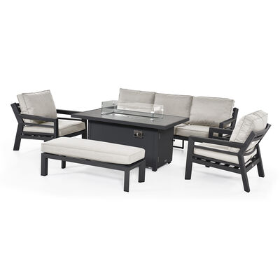 Maze - New York 3 Seat Aluminium Sofa Set with Fire Pit Table - Dove Grey product image