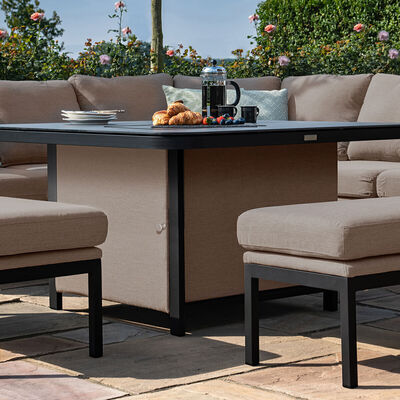 Maze - Outdoor Fabric Pulse Deluxe Square Corner Dining Set with Firepit Table - Taupe product image