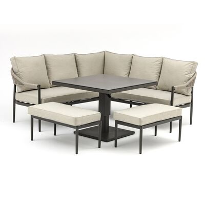 Maze - Roma Rope Weave Corner Dining Set with Rising Table - Clay Stone Grey product image