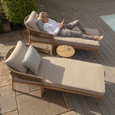 Maze - Porto Rope Weave Double Sunlounger Set with Small Round Coffee Table product image