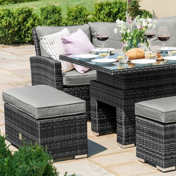 Maze - Richmond Rattan Corner Bench Set with Rising Table - Grey product image