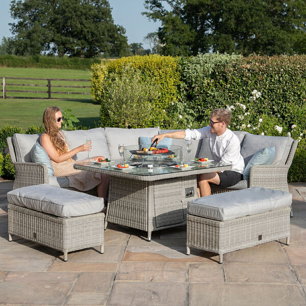 Maze - Oxford Royal Rattan Corner Dining Sofa Set with Fire Pit Table product image