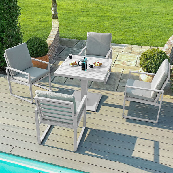 Maze - Amalfi 4 Seat Square Aluminium Dining Set with Rising Table - White product image