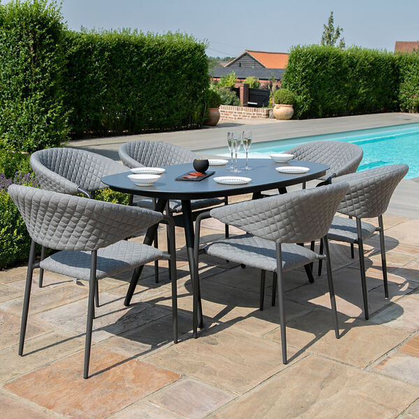 Maze - Outdoor Fabric Pebble 6 Seat Oval Dining Set - Flanelle product image