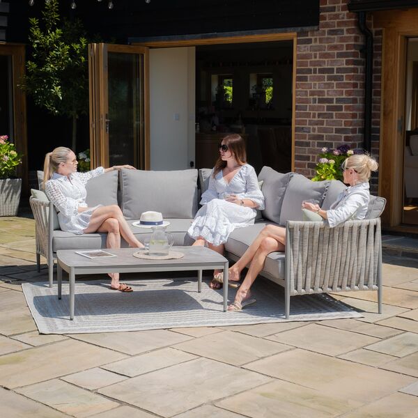 Maze - Milan Rope Weave Small Corner with Rectangular Coffee Table - Cool Linen product image