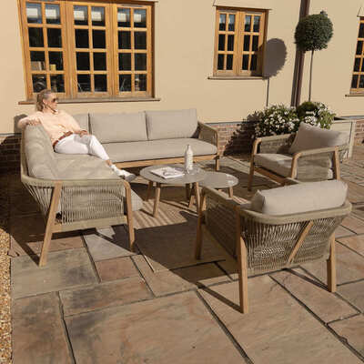 Maze - Martinique Rope Weave Corner Sofa Set with 2 Lounge Armchairs & 2 Round Coffee Tables product image