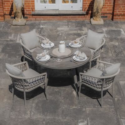 Maze - Monaco Rope Weave 4 Seat Round Dining Set with Lazy Susan - Cool Linen product image