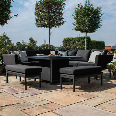 Maze - Outdoor Fabric Pulse Deluxe Square Corner Dining Set with Rising Table - Charcoal product image