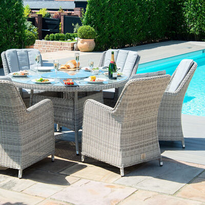 Maze - Oxford Venice 6 Seat Round Rattan Fire Pit Dining Set with Lazy Susan product image