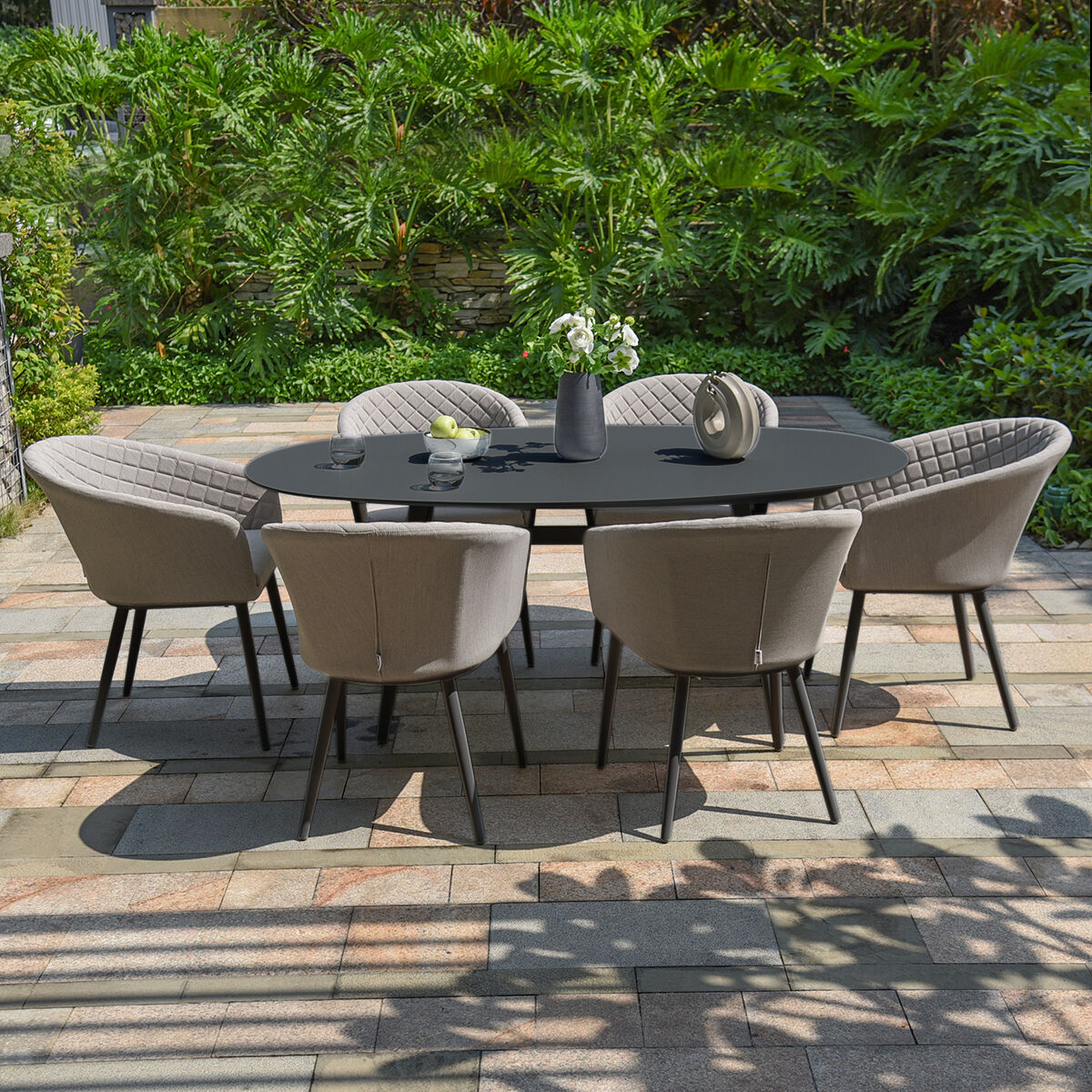 Maze - Outdoor Fabric Ambition 6 Seat Oval Dining Set - Taupe product image