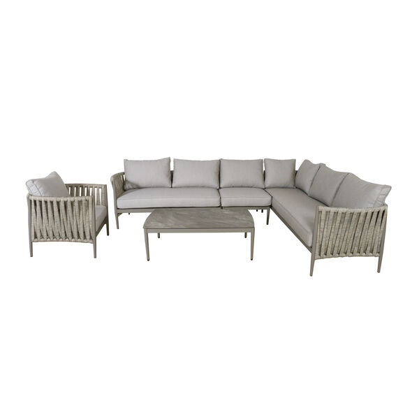 Maze - Milan Rope Weave Large Corner with Rectangular Coffee Table & Armchair - Cool Linen product image