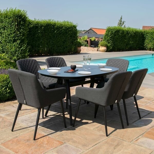Maze - Outdoor Fabric Zest 6 Seat Oval Dining Set - Charcoal product image