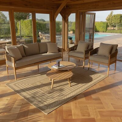 Maze - Porto Rope Weave 3 Seat Sofa Set with Pair of Round Coffee Tables & Armchairs product image