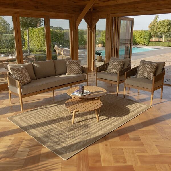 Maze - Porto Rope Weave 3 Seat Sofa Set with Pair of Round Coffee Tables & Armchairs product image