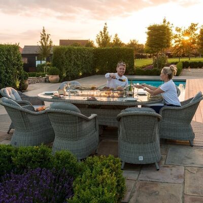 Maze - Oxford - Heritage 8 Seat Oval Rattan Fire Pit Dining Set product image