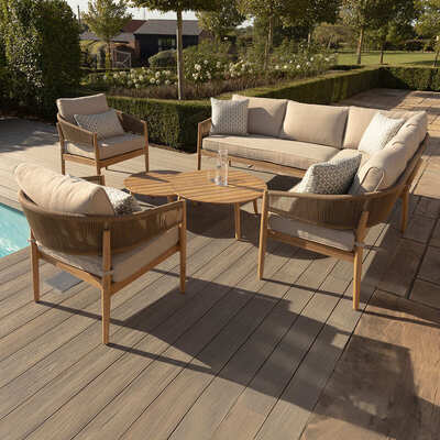 Maze - Porto Rope Weave Corner Sofa Set with Pair of Round Coffee Tables & 2 Armchairs product image