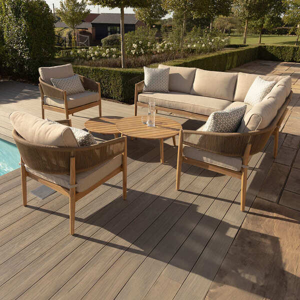 Maze - Porto Rope Weave Corner Sofa Set with Pair of Round Coffee Tables & 2 Armchairs product image