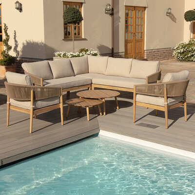 Maze - Porto Rope Weave Corner Sofa Set with Pair of Round Coffee Tables & 2 Armchairs product image