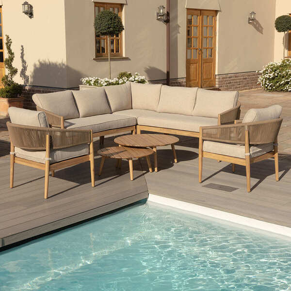 Maze - Porto Rope Weave Corner Sofa Set with Pair of Round Coffee Tables & 2 Armchairs product image