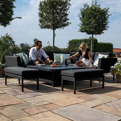 Maze - Outdoor Fabric Pulse Deluxe Square Corner Dining Set with Rising Table - Charcoal product image