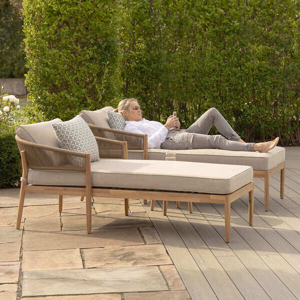 Maze - Porto Rope Weave Double Sunlounger Set with Small Round Coffee Table product image