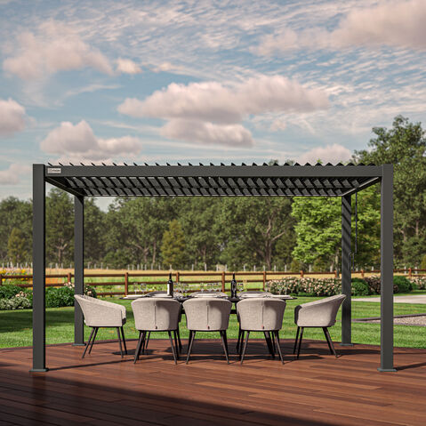 Maze - Como 3m x 4m Aluminium Metal Outdoor Garden Pergola Frame only - Grey