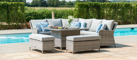 Maze - Oxford Royal Rattan Corner Dining Sofa Set with Ice Bucket & Rising Table
