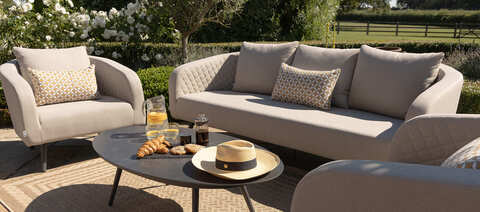 Maze - Outdoor Fabric Ambition 3 Seat Sofa Set - Oatmeal