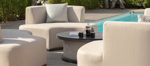 Maze - Outdoor Fabric Snug Lifestyle Suite with Rising Table - Oatmeal