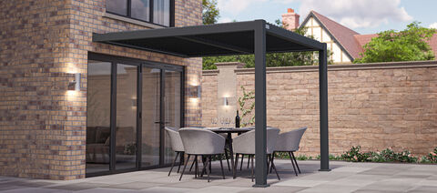 Maze - Como 3m x 3m Aluminium Outdoor Garden Pergola Lean To Wall - Grey